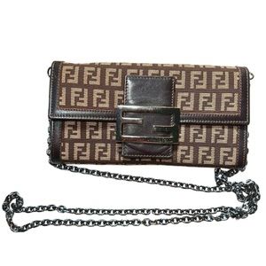 Fendi Brown Zucca Long Wallet Conversion to Crossbody